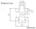 Aluminium 2020 Profile 1meter (1000MM) - Image 2