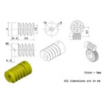 Yellow Plastic Worm Gear  6mm D Shape Bore - Image 3
