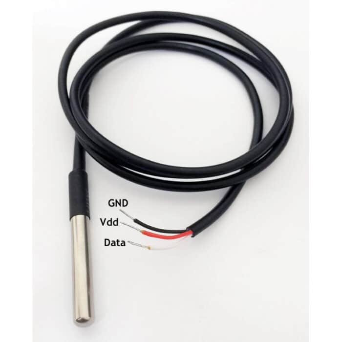DS18B20 Water Proof Temperature Probe – Black (1m) - Image 2