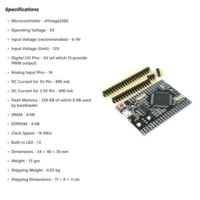 Mega2560 Pro ATMEGA2560-16AU USB CH340G Development Board - Image 4