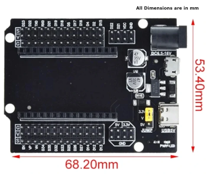 30Pin ESP32 Expansion Board with Type-C USB and Micro USB Dual Interface for ESP32 ESP-32 ESP-32S Development Board - Image 5