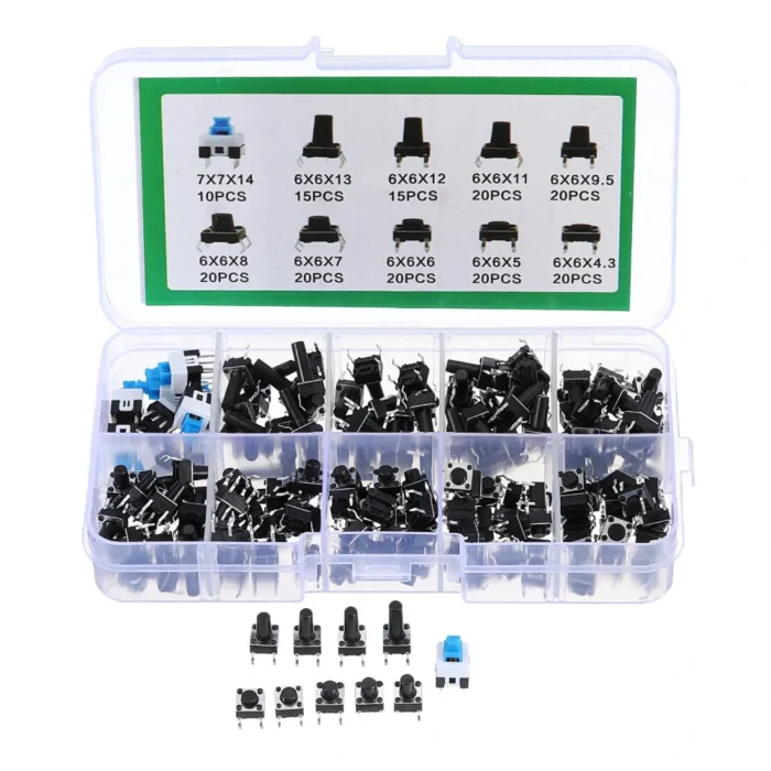 180Pcs._Micro_Tactile_Push_Button_Switch_1 180Pcs. Micro Tactile Push Button Switch Kit (10 Shaft Size) - Image 1