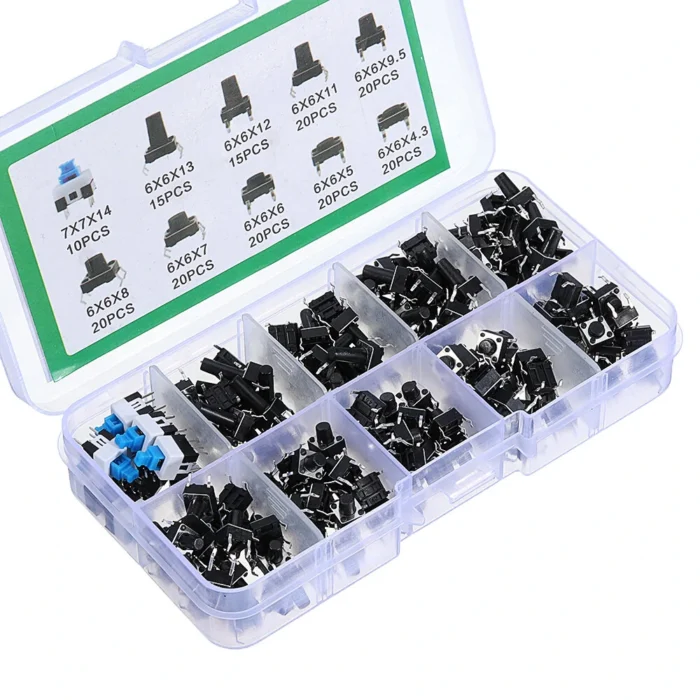 180Pcs. Micro Tactile Push Button Switch Kit (10 Shaft Size) - Image 7
